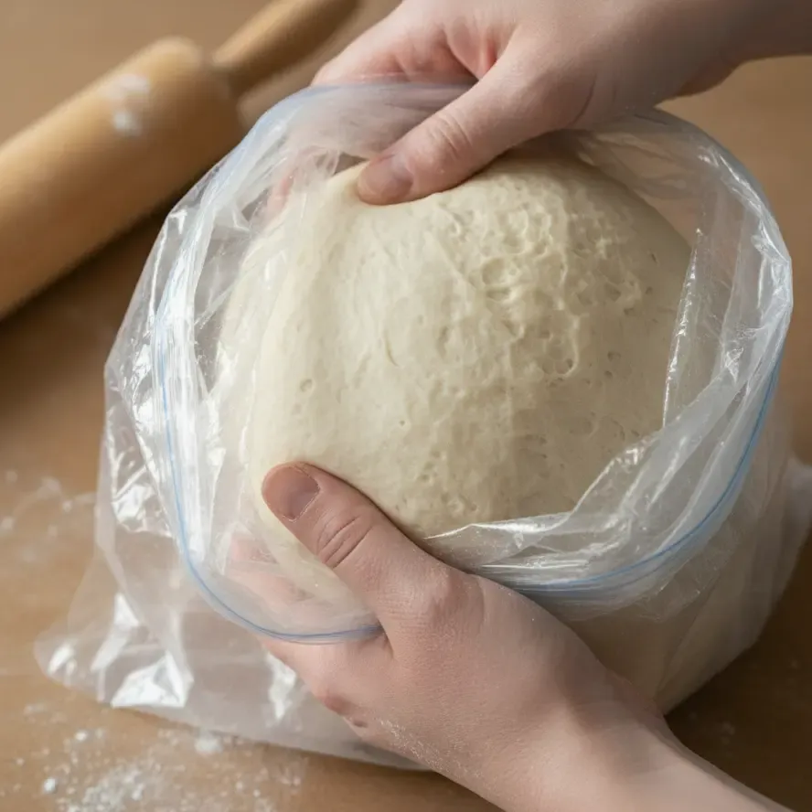Кладем тесто в целлофановый пакет